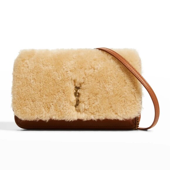 [NWT] SAINT LAURENT Cassandre Shearling Leather Phone Holder - Picture 1 of 7